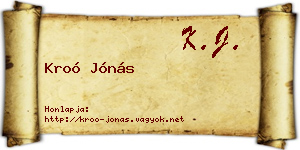 Kroó Jónás névjegykártya